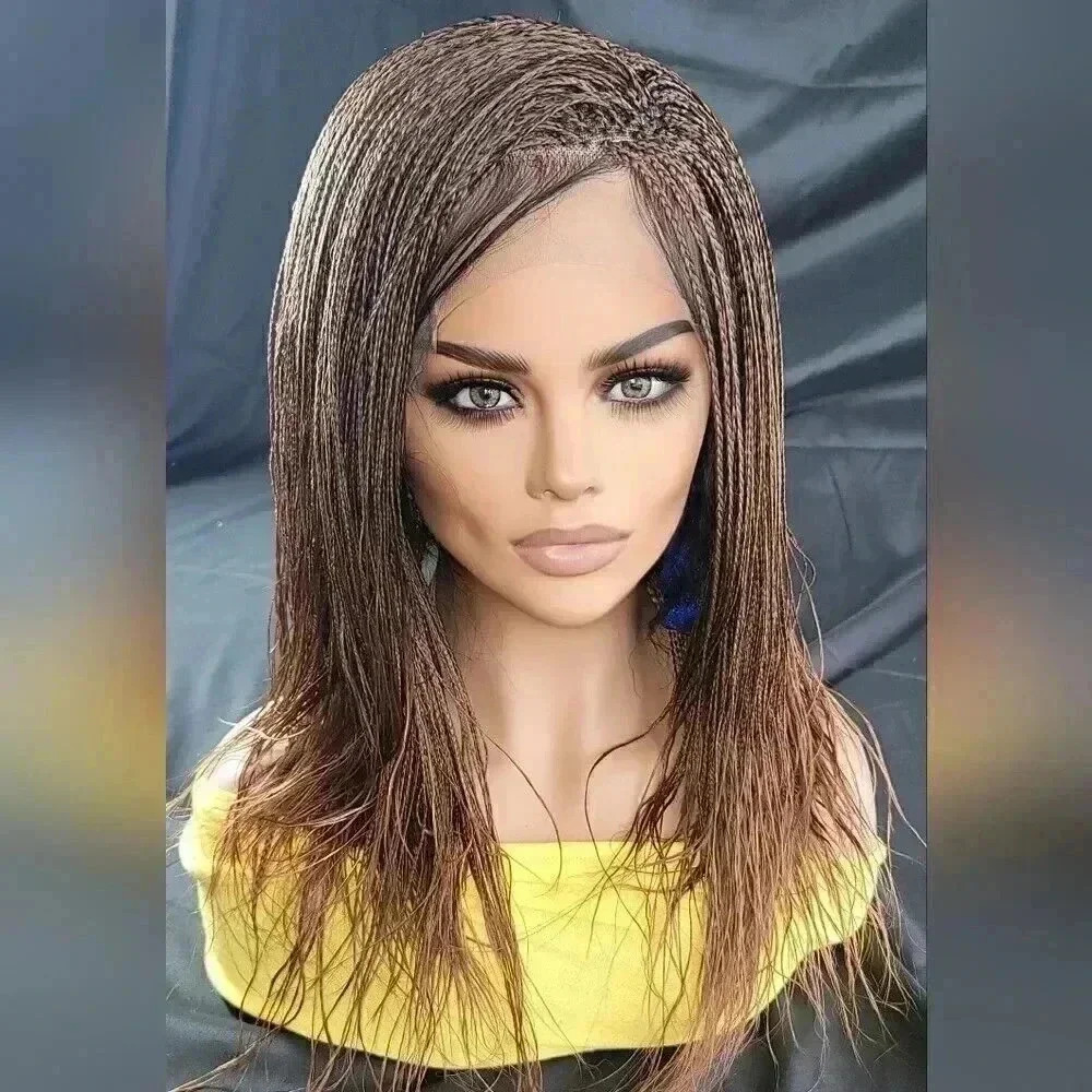 Handmade Auburn Ombre Braided Lace Wig Micro millions braids, medium. YASSINE - Picture 8 of 15
